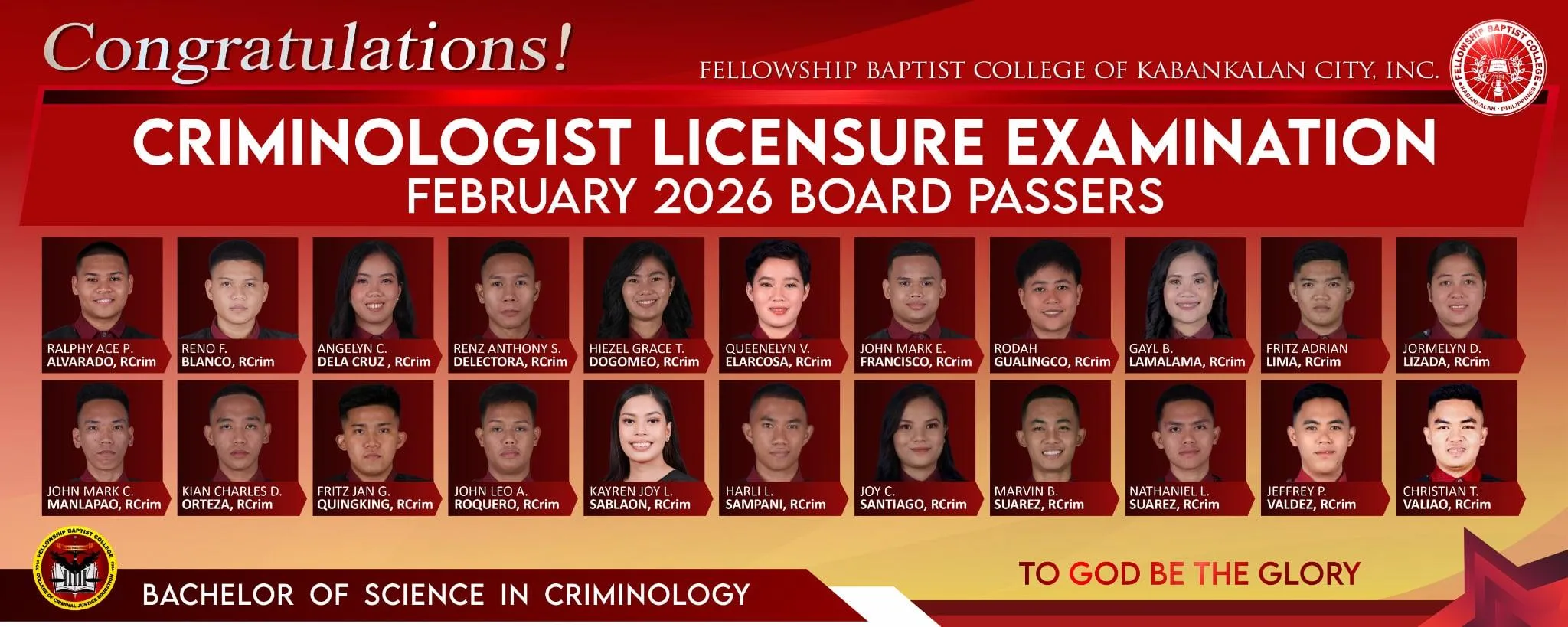Congratulations to our Newly Registered Criminologists! 